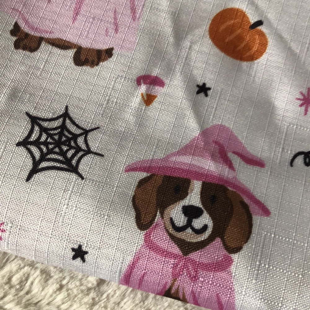 Halloween Mixed Breed Dog Print Shower Curtain - Pink - Picture 4 of 9
